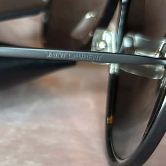 Saint Laurent Black Aviator Sunglasses with Double Bar Design - Picture 6 of 7